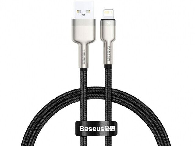 کابل داده و شارژ سریع یواسبی به لایتنینگ 25 سانتیمتری بیسوس Baseus Cafule Series Metal Data Cable USB to IP 2.4A CALJK-01