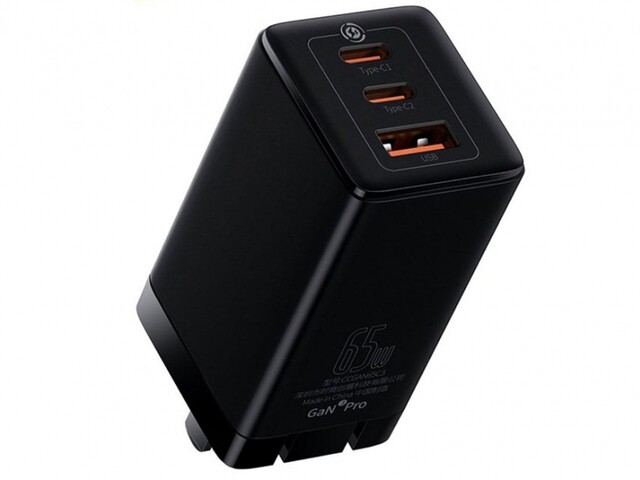 شارژر ۶۵ وات سه پورت بیسوس Baseus Home Charger GaN3 Pro 2Type-C + USB 65W CCGAN65C3