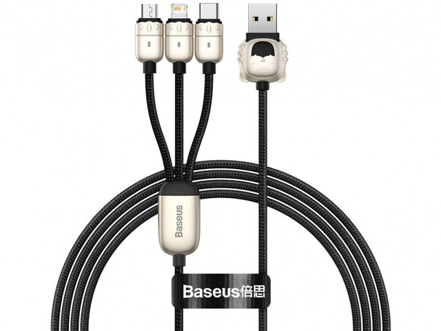 کابل سه سر یواس‌بی به لایتنینگ، میکرو و تایپ‌سی بیسوس BASEUS Year of the Tiger 3in1 USB para M+L+C 3.5A 1.2m CASX010001