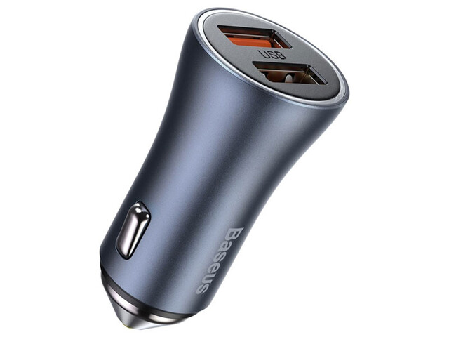 شارژر فندکی سریع دو پورت بیسوس Baseus Golden Contactor Pro Dual USB Quick Car Charger 40W