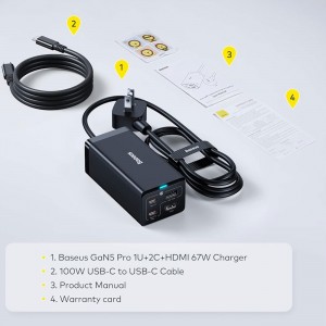 شارژر 67 واتی Baseus برای لپ‌تاپ و گوشی