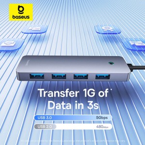 هاب قابل حمل تایپ سی 4 پورت بیسوس BS-OH108
