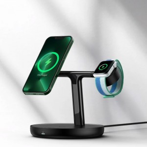 شارژر بی سیم مگنتی رومیزی آیفون 20 وات و پایه نگهدارنده موبایل 3 در 1 بیسوس Baseus Swan 3-in-1 Wireless Magnetic Charging Bracket 20W WXTE000001