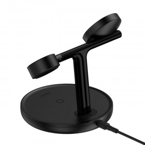 شارژر بی سیم مگنتی رومیزی آیفون 20 وات و پایه نگهدارنده موبایل 3 در 1 بیسوس Baseus Swan 3-in-1 Wireless Magnetic Charging Bracket 20W WXTE000001