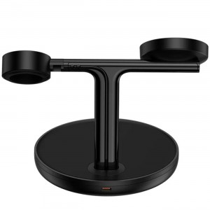 شارژر بی سیم مگنتی رومیزی آیفون 20 وات و پایه نگهدارنده موبایل 3 در 1 بیسوس Baseus Swan 3-in-1 Wireless Magnetic Charging Bracket 20W WXTE000001