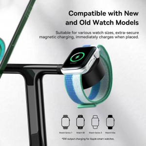 شارژر بی سیم مگنتی رومیزی آیفون 20 وات و پایه نگهدارنده موبایل 3 در 1 بیسوس Baseus Swan 3-in-1 Wireless Magnetic Charging Bracket 20W WXTE000001