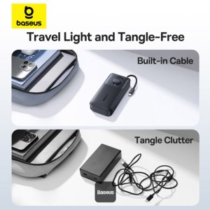 پاوربانک بیسوس Baseus مدل Free2Pull با ظرفیت 20000mAh و توان 65W دارای کابل USB-C جمع شونده