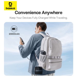 پاوربانک بیسوس Baseus مدل Free2Pull با ظرفیت 20000mAh و توان 65W دارای کابل USB-C جمع شونده