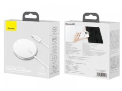 شارژر وایرلس مگنتی بیسوس WXJK-F02	Baseus Simple Mini Magnetic Wireless Charger(suit for IP12 with Type-C cable 1.5m) White
