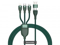 کابل تبدیل USB/USB-C به میکرو، لایتنینگ و تایپ سی بیسوس Baseus Flash Series Two-for-three Data Cable CA2T3-G1 به طول 1.2 متر