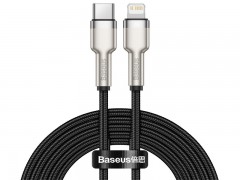 کابل لایتنینگ فست شارژ Type C به iP بیسوس Baseus Cafule Series Metal Data Cable CATJK-B01 به طول 2 متر و توان 20 وات