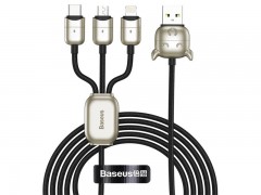 کابل سه سر طرح گاو یو اس بی به میکرو یو اس بی ،لایتنینگ و یو اس بی سی بیسوس Baseus Year of the Ox Data Cable CAMLT-YE01 3.5A به طول 1.2 متر