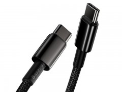 کابل فست شارژ تایپ سی به تایپ سی Baseus Tungsten Gold Fast Charging CATWJ-01 به طول 1 متر و توان 100 وات