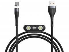 کابل فست شارژ سه سر مغناطیسی یو اس بی به تایپ سی ،میکرو یو اس بی و لایتنینگ 3A بیسوس Baseus zinc CA1T3-A02 به طول 1 متر