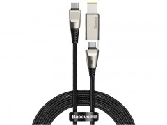 کابل فست شارژ با سر گرد لپ تاب دو سر تایپ سی به تایپ سی و دی سی Baseus Flash Series One-for-two CA1T2-B01 به طول 2 متر و توان 100 وات