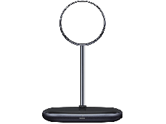 هولدر رومیزی و شارژ سریع مغناطیسی بی سیم بیسوس WXSW-B01 با توان 20 وات  Baseus Swan 2-in-1 (مناسب برای iP12)  12V / 2A (CN) مشکی + USB برای نوع C 3A 1m 1