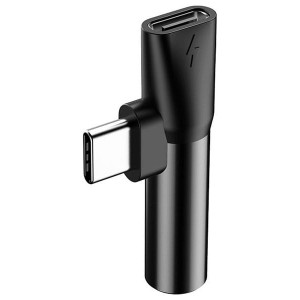 مبدل دومنظوره اتصال شارژ و هندزفری تایپ سی به تایپ سی بیسوس  Baseus L41 Type-C (input) for Type-C connectors + 3.5 mm CATL41-01