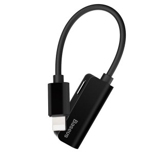 کابل دومنظوره اتصال شارژ و هندزفری iP به iP بیسوس Baseus iP Male to iP+iP Female Adapter L37 CALL37-01