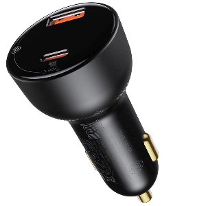 شارژر فندکی شارژر سریع بیسوس CCZX-01 با توان 100 وات Baseus Superme Digital Display PPS Dual Quick Charger Car Charger