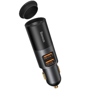 شارژر فندکی شارژ سریع CCBT-D0G بیسوس Baseus Share Together Fast Charge Car Charger with Cigarette Lighter Expansion Port U+U 120W Gray
