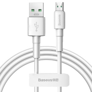 کابل فست شارژ میکرو یو اس بی بیسوس Baseus Mini White Cable USB For Micro CAMSW-D02 با توان 4 آمپر و طول 1 متر