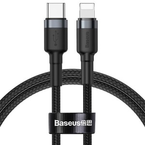 کابل فست شارژ Type-C به iP بیسوس Baseus Cafule Cable Type-C to iP PD CATLKLF-G1با توان 20 وات و طول 1 متر