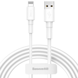 کابل شارژ سریع USB به iP بیسوس Baseus Mini White Cable CALSW-02 با توان 2.4 آمپر و طول 1 متر