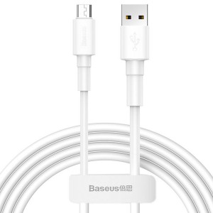 کابل شارژ سریع میکرو یو اس بی بیسوس Baseus Mini White Cable CAMSW-02 با توان 2.4 آمپر و طول 1 متر