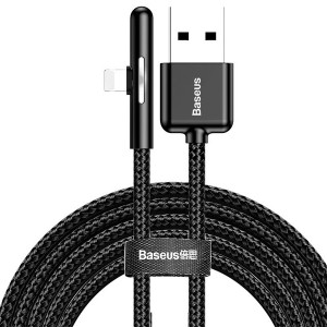 کابل شارژ یو اس بی به آی پی گیمینگ بیسوس Baseus Iridescent Lamp Mobile Game Cable CAL7C-B01 به توان 1.5A آمپر و طول 2 متر