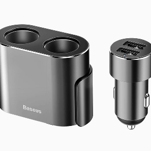 شارژر فندکی بیسوس Baseus High Efficiency One to Two Cigarette Lighter CRDYQ-01