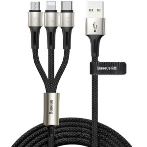 کابل شارژ سه سر بیسوس Baseus caring touch selection 1-in-3 USB cable CAMLT-GH01 با توان 3.5 آمپر و طول 1.2 متر