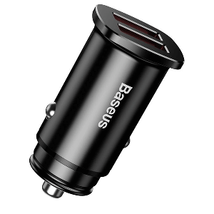 شارژر فندکی دو پورت فست شارژر بیسوس Baseus  Square metal A+A 30W  Dual QC3.0  Quick  Car Charger   CCALL-DS01