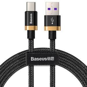 کابل سوپرشارژ تایپ سی Baseus Purple Gold Red HW flash charge cable CATZH-AV1 به توان 40 وات و طول 1 متر