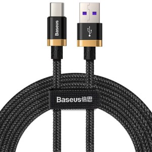 کابل سوپرشارژ تایپ سی Baseus Purple Gold Red HW flash charge cable CATZH-AV1 به توان 40 وات و طول 2 متر