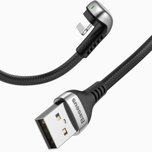 کابل شارژ گیمینگ USB به iP بیسوس Baseus Green U-shaped lamp Mobile Game Cabl CALUX-A01 با توان 2.4 آمپر و طول 1 متر