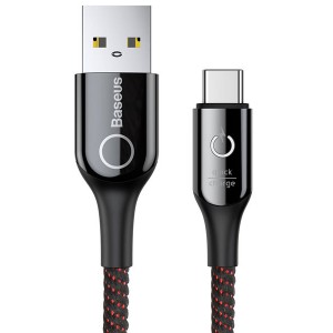 کابل شارژ هوشمند یو اس بی به تایپ سی بیسوس Baseus C-shaped Light Intelligent power-off Cable CATCD-01 به توان 3 آمپر و طول 1 متر