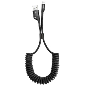 کابل شارژ لایتنینگ طرح تلفنی بیسوس Baseus Fish-eye Spring Data Cable CALSR-01 به توان 2 آمپر و طول 1 متر