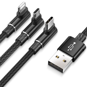 کابل گیمینگ سه سر USB به Type C و Lightning و Micro بیسوس Baseus MVP Cable CAMLT-WZ01 با توان 3.5 آمپر و طول 1.2 متر