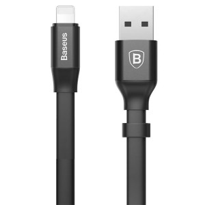 کابل تخت آیفونی بیسوس Baseus Nimble Portable Cable CALMBJ-B01 با توان 2 آمپر و طول 23 سانتی متر