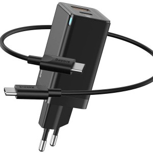 شارژر دیواری سریع با دو پورت تایپ سی و یو اس بی بیسوس Baseus GaN2 Quick Charger EU CCGAN2L-Q01 به توان 45 وات