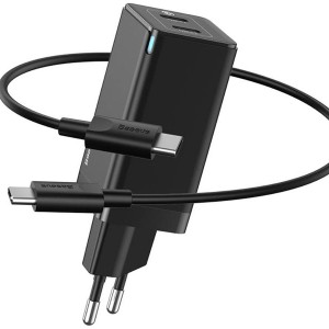 شارژر دیواری سریع با دو پورت تایپ سی بیسوس Baseus GaN2 Quick Charger EU CCGAN2L-M01 به توان 45 وات