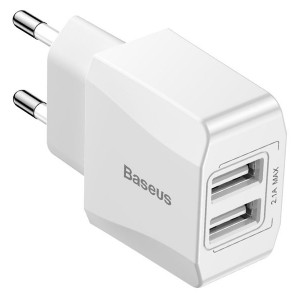 مینی فست شارژ دیواری بیسوس Baseus Mini Dual-U Charger（EU）CCALL-MN02 با توان 2.1A