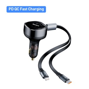 شارژر فندکی فست شارژ لایتنینگ و تایپ سی بیسوس Baseus 2 in 1 Car Charger PD 20W
