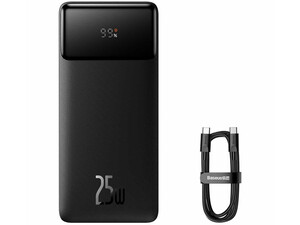 پاوربانک شارژ سریع 20000 به همراه کابل شارژ تایپ سی 50 سانتی‌متری بیسوس Baseus Bipow Digital Display Power bank PPBD020301