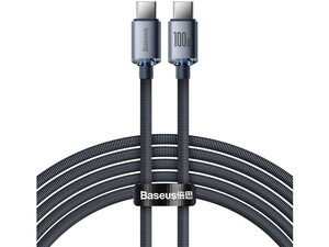 کابل سوپرفست شارژ تایپ‌سی به تایپ‌سی 2 متری بیسوس Baseus Cable Crystal Shine Series Type-C To Type-C 100W CAJY000701