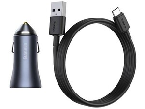 شارژر فندکی فست شارژ خودرو یواس‌بی با کابل تایپ‌سی بیسوس Baseus Golden Contactor Pro Quick Charger 40W TZCCJD-A0G