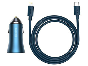 شارژر فندکی سریع با کابل تایپ سی به لایتنینگ بیسوس Baseus Golden Contactor Pro Quick Charger TZCCJD-03