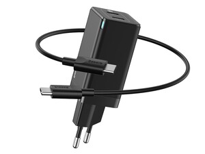 شارژر دیواری دو پورت سریع بیسوس با کابل شارژ Baseus CCGAN45CE GaN Mini Quick Charger 45W