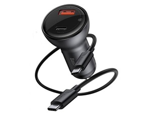 شارژر فندکی سریع دو پورت با کابل بیسوس Baseus Digital Display PPS Quick Car Charger