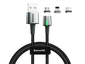 کابل آهنربایی سه سر بیسوس Baseus TZCAXC Zinc magnetic Cable Kit 1m